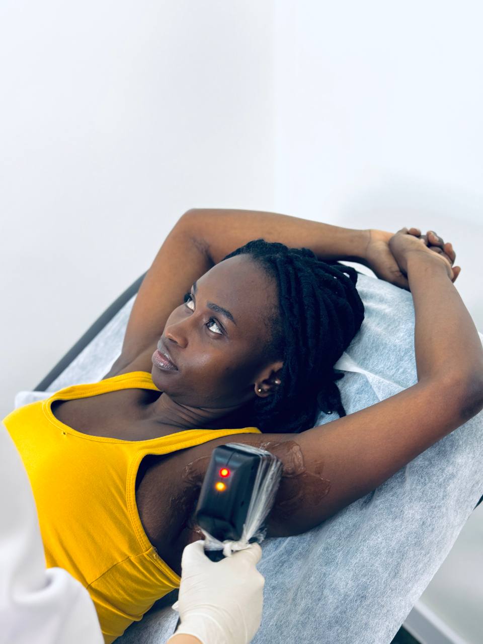 Underarm laser hair removal treatment at Vake Lasers Tbilisi